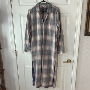 Dylan Multi-Color‎ Textured Plaid Maxi Dress, Sz Medium